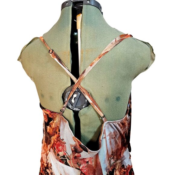 Woman's Shien whimsy boho-chic cherub art print side ruche razerback midi dress - Picture 3 of 11